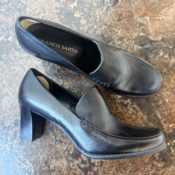 Franco Sarto Shoes - Franco Sarto Nolan Loafer Block Heel Leather Pumps Womens 9.5 Classic Office